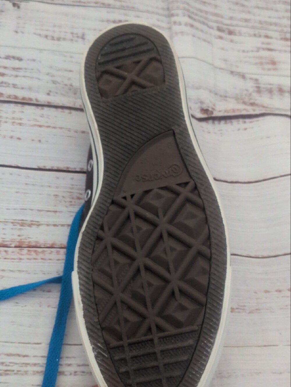 Converse Kids Black Canvas Sneakers with Blue Laces - Picture 3 of 3